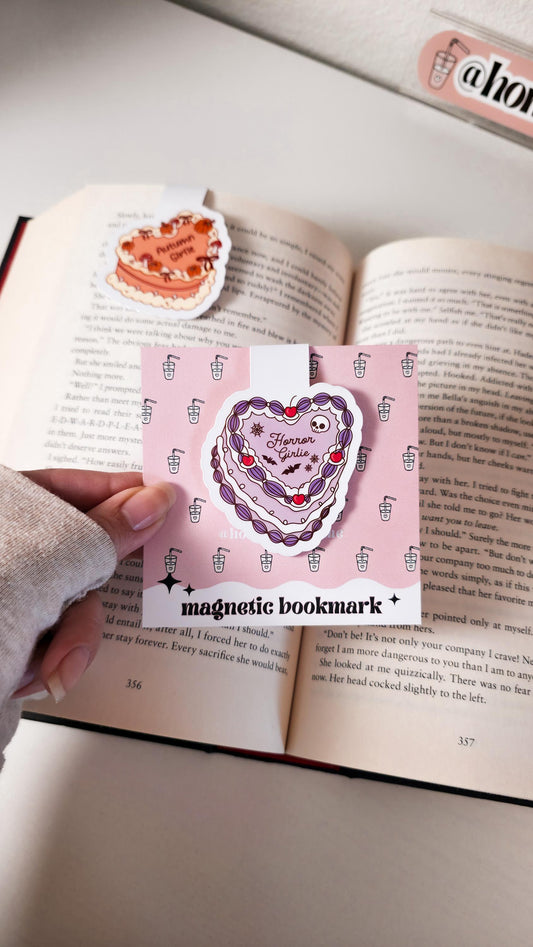 Autumn & Horror Magnetic Bookmarks, Bookish Water Resistant Bookmark, Halloween Page Marker, Trendy Cake Bookworm Gift