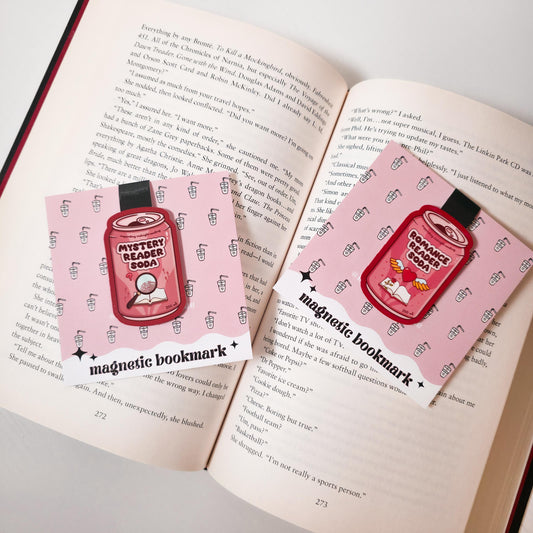 Bookish Soda Set Magnetic Bookmarks, Water Resistant Bookmark, Page Marker, Favorite Tropes, Reading Genres, Soda Pop Lover, Bookworm Gift