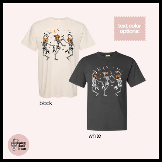 Dancing Skeletons T-shirt, Skelly Lover Shirt, Casual Soft Cotton Tee, Skull Comfy Top, Cute Skellies, Spooky Season Gift