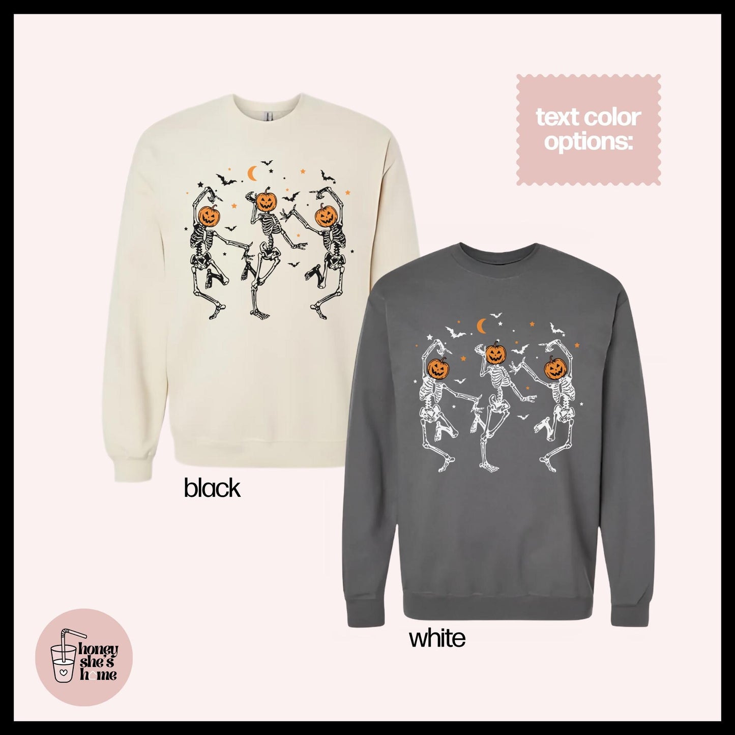 Dancing Skeletons Crewneck, Skelly Sweater, Cute Skull Lover Sweatshirt, Comfy Fleece Soft Crew, Spooky Seasonal Gift