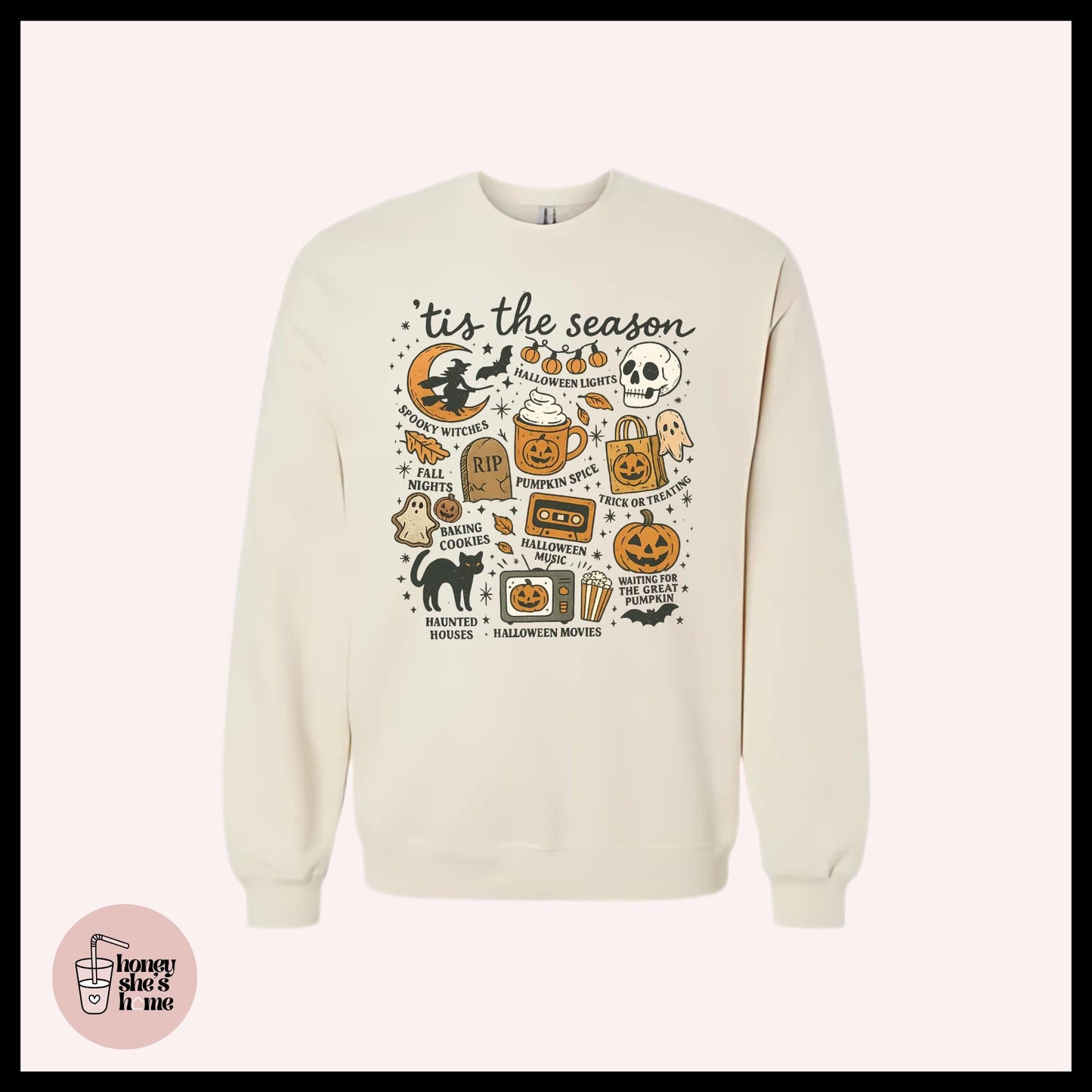 Tis The Season Crewneck, Pumpkin Spice Sweater, Cute Boho Falloween Sweatshirt, Comfy Witchy Fleece Soft Crew, Spooky Seasonal Gift