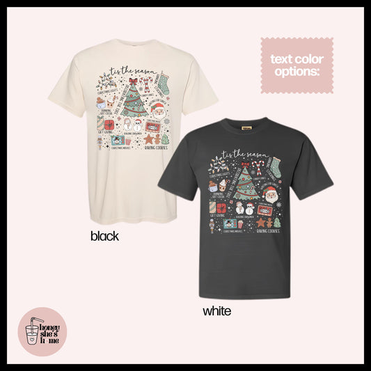 Retro Tis The Season Christmas T-shirt: Cute Casual Soft Cotton Tee