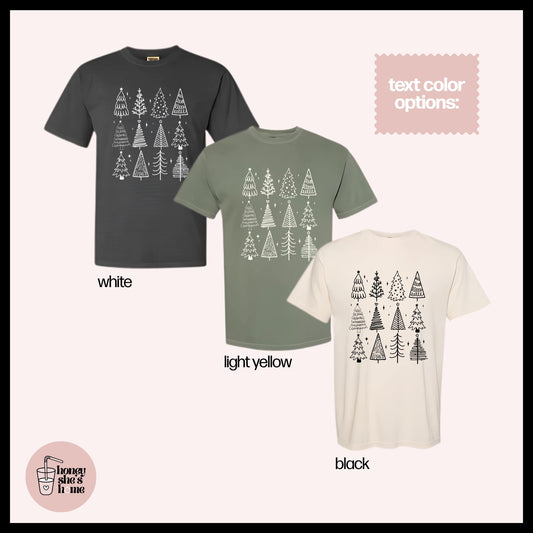 Christmas Tree Doodles T-shirt: Pine Tree Drawings