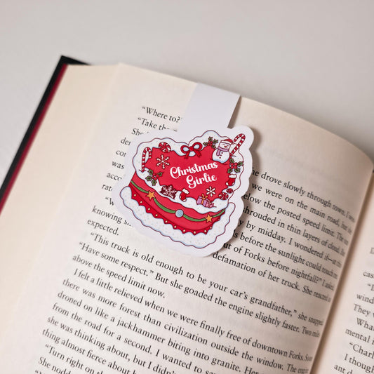 Christmas & Winter Magnetic Bookmarks, Bookish Water Resistant Bookmark, Holiday Page Marker, Trendy Cake Bookworm Gift