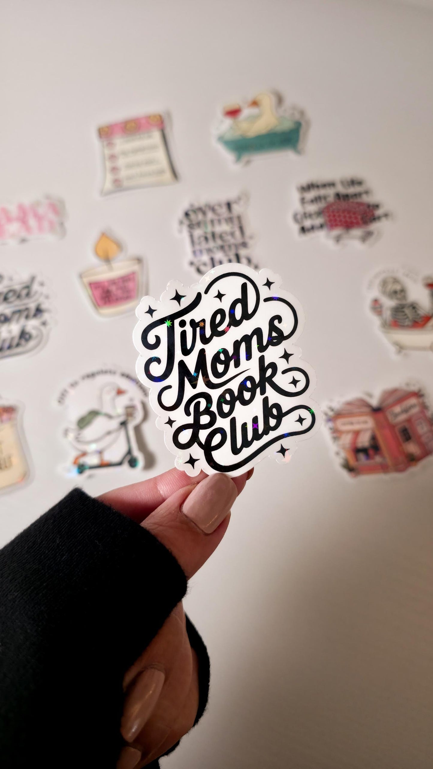 Moms Club Holographic Sticker: Tired Mama Decal