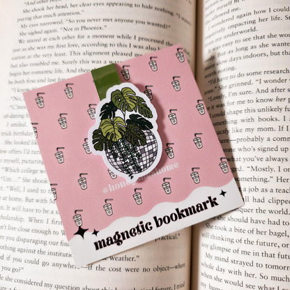 Monstera Disco Ball Magnetic Bookmark