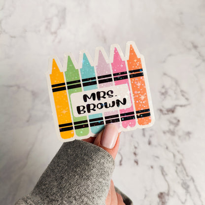 Teacher Crayon Holographic Sticker