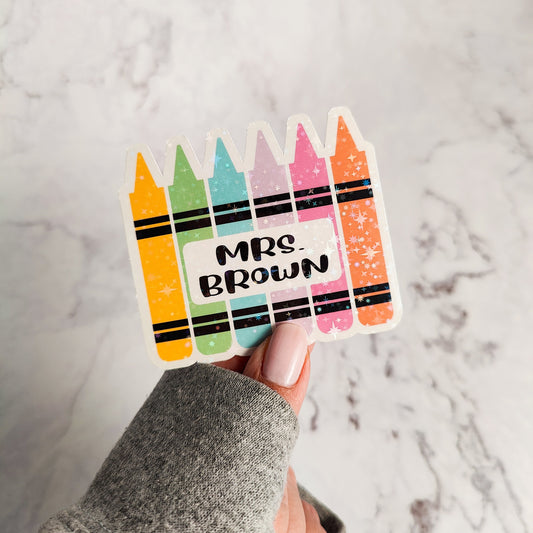 Teacher Crayon Holographic Sticker