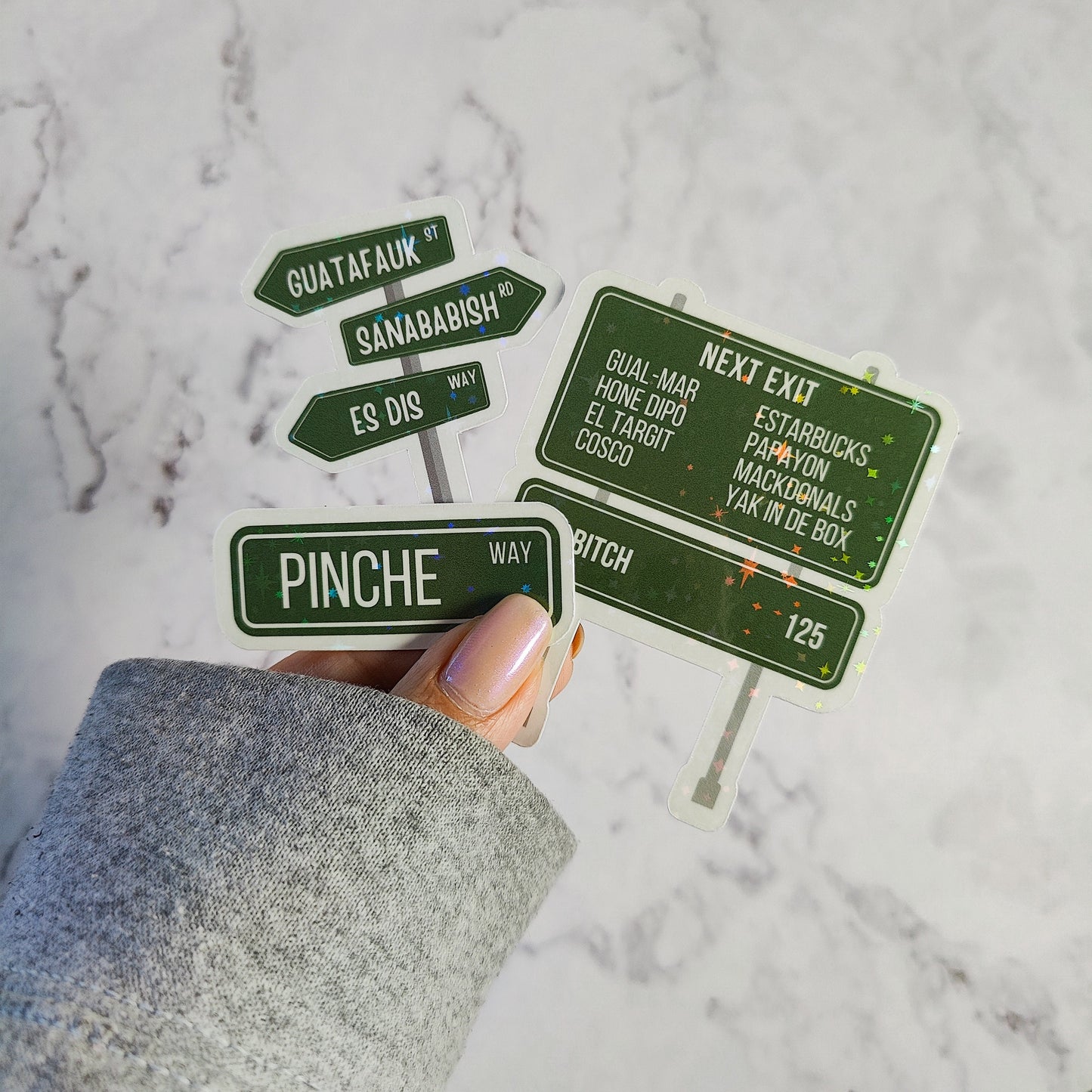 Funny Spanish Street Signs Holographic Sticker