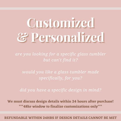 Customized and Personalized Glass Cup with Lid and Straw