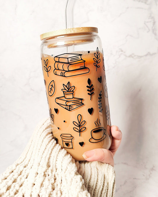 Book Lover Glass Coffee Cup