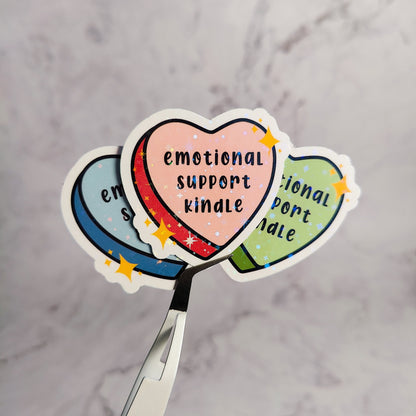 Emotional Support Kindle Heart Holographic Sticker