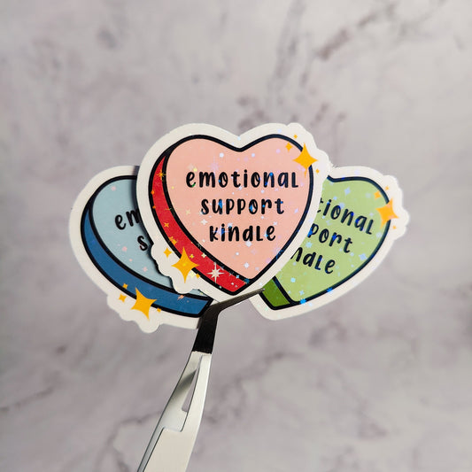 Emotional Support Kindle Heart Holographic Sticker