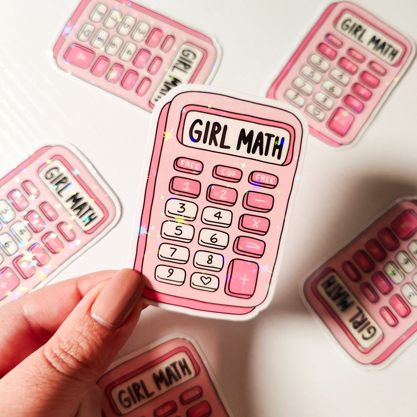 Girl Math Calculator Holographic Sticker