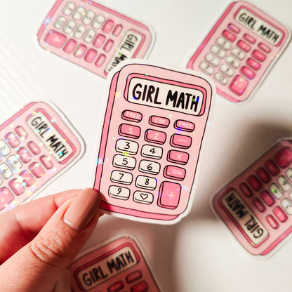 Girl Math Calculator Holographic Sticker