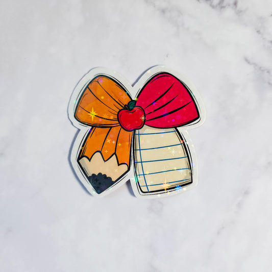 Teacher Bow Holographic Sticker
