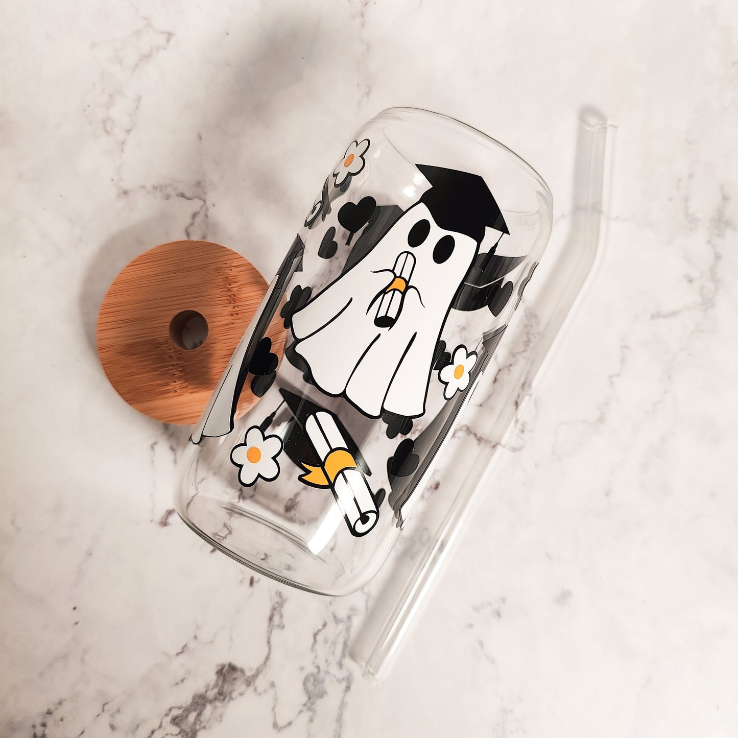 Spooky Ghostie Grad Glass Coffee Cup