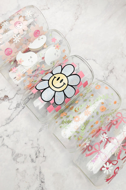 Minimal Spring Floral Glass Cup