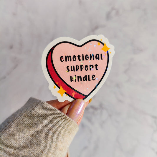 Emotional Support Kindle Heart Holographic Sticker