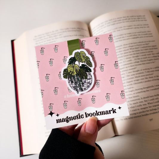 Monstera Disco Ball Magnetic Bookmark