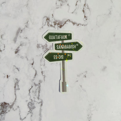 Funny Spanish Street Signs Holographic Sticker