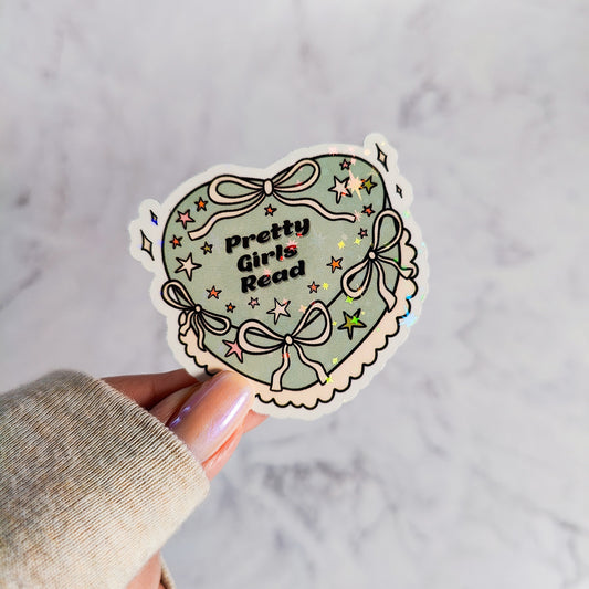 Pretty Girls Read Cake Holographic Sticker