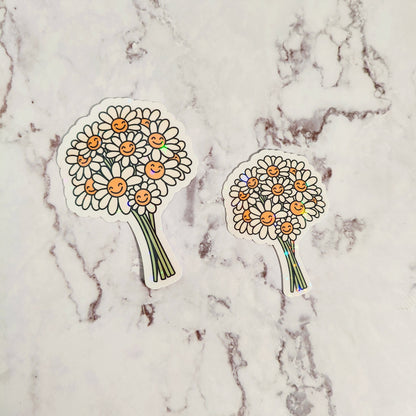 Happy Flower Bouquet Holographic Sticker