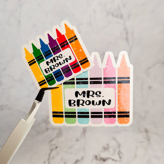 Teacher Crayon Holographic Sticker