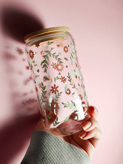 Minimal Spring Floral Glass Cup