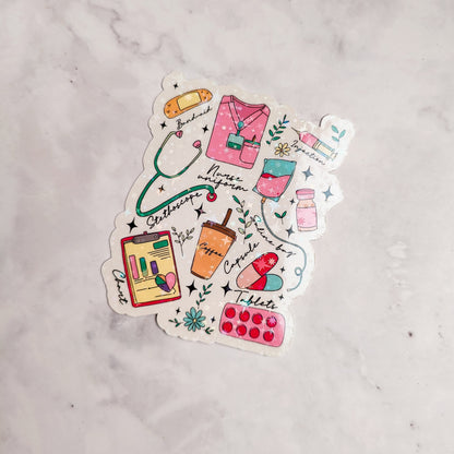 Nurse Doodles Holographic Sticker