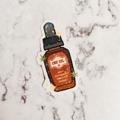 CBD Oil Tincture Holographic Sticker