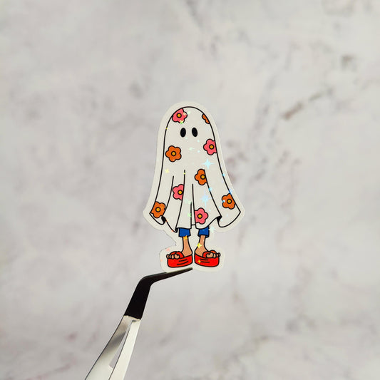 Spooky Lizzy Ghost Holographic Sticker