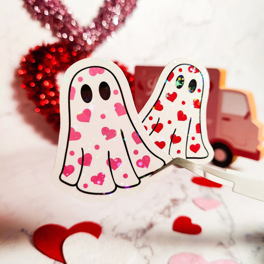 Heart Ghostie Holographic Sticker