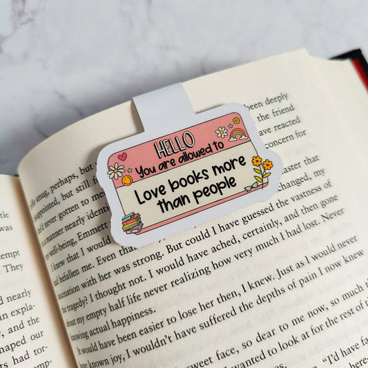 Love Books More Than People Name Tag Magnetic Bookmark