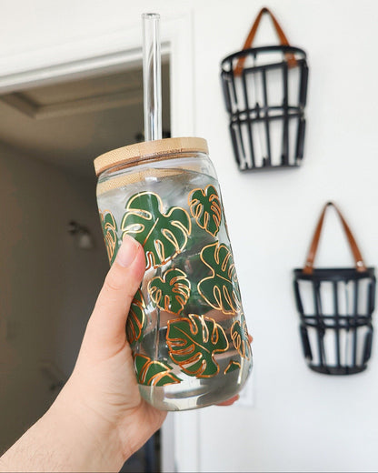 Monstera Leaf Color Changing Glass Cup