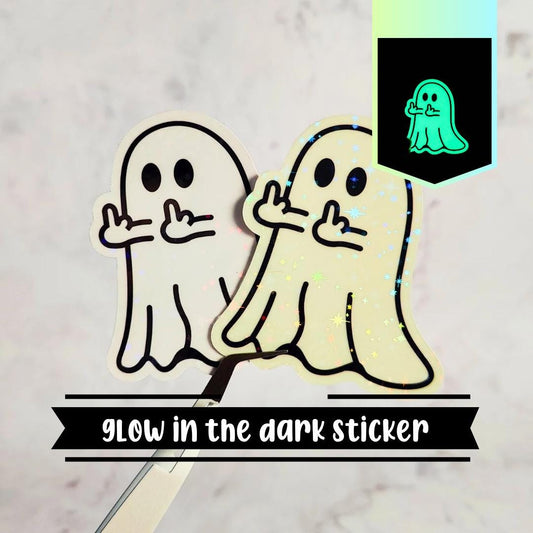 Funny Middle Finger Holographic Ghost Sticker