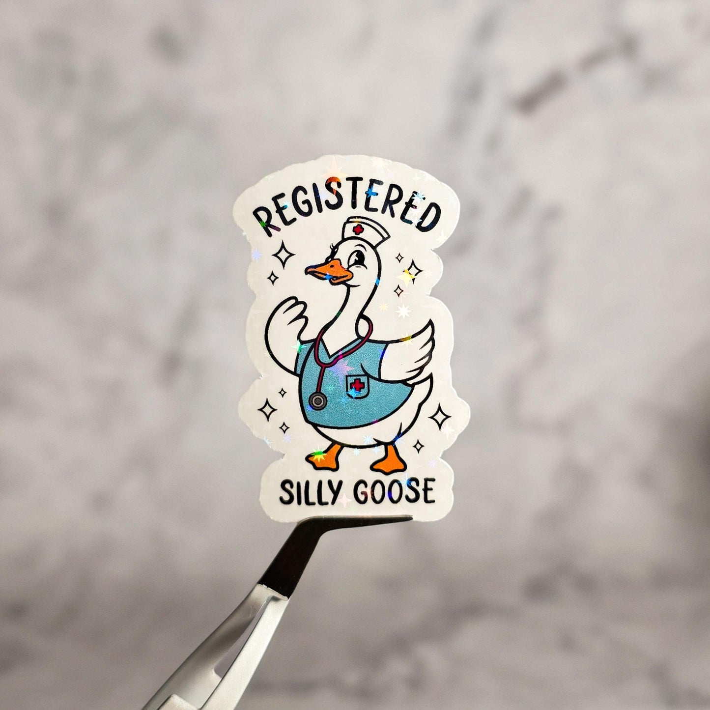 Registered Silly Goose Holographic Sticker