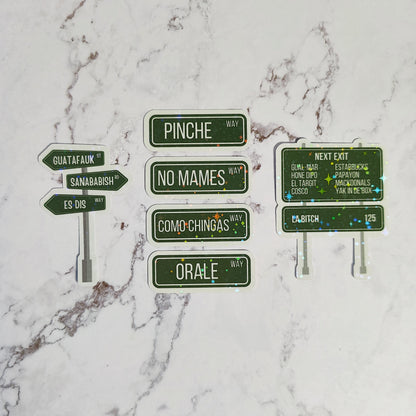 Funny Spanish Street Signs Holographic Sticker