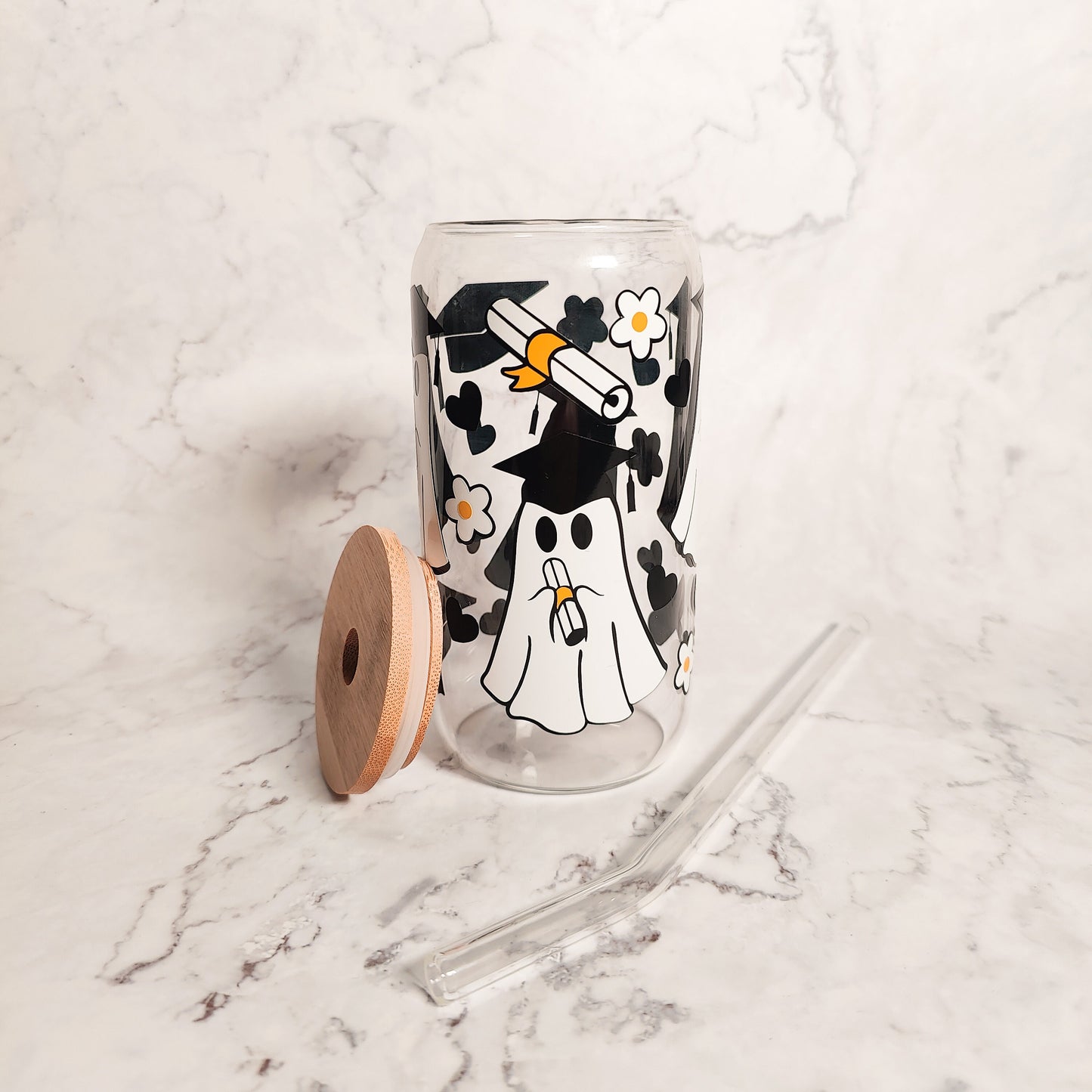 Spooky Ghostie Grad Glass Coffee Cup