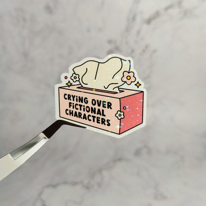 Crying Over Fictional Characters Tissue Box Holographic Sticker