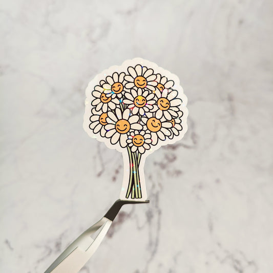 Happy Flower Bouquet Holographic Sticker