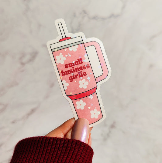 Small Business Girlie Tumbler Holographic Sticker