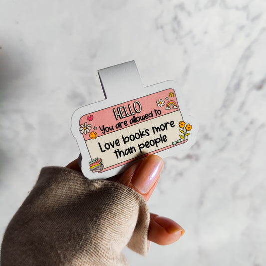 Love Books More Than People Name Tag Magnetic Bookmark