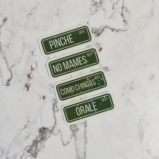 Funny Spanish Street Signs Holographic Sticker