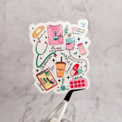 Nurse Doodles Holographic Sticker