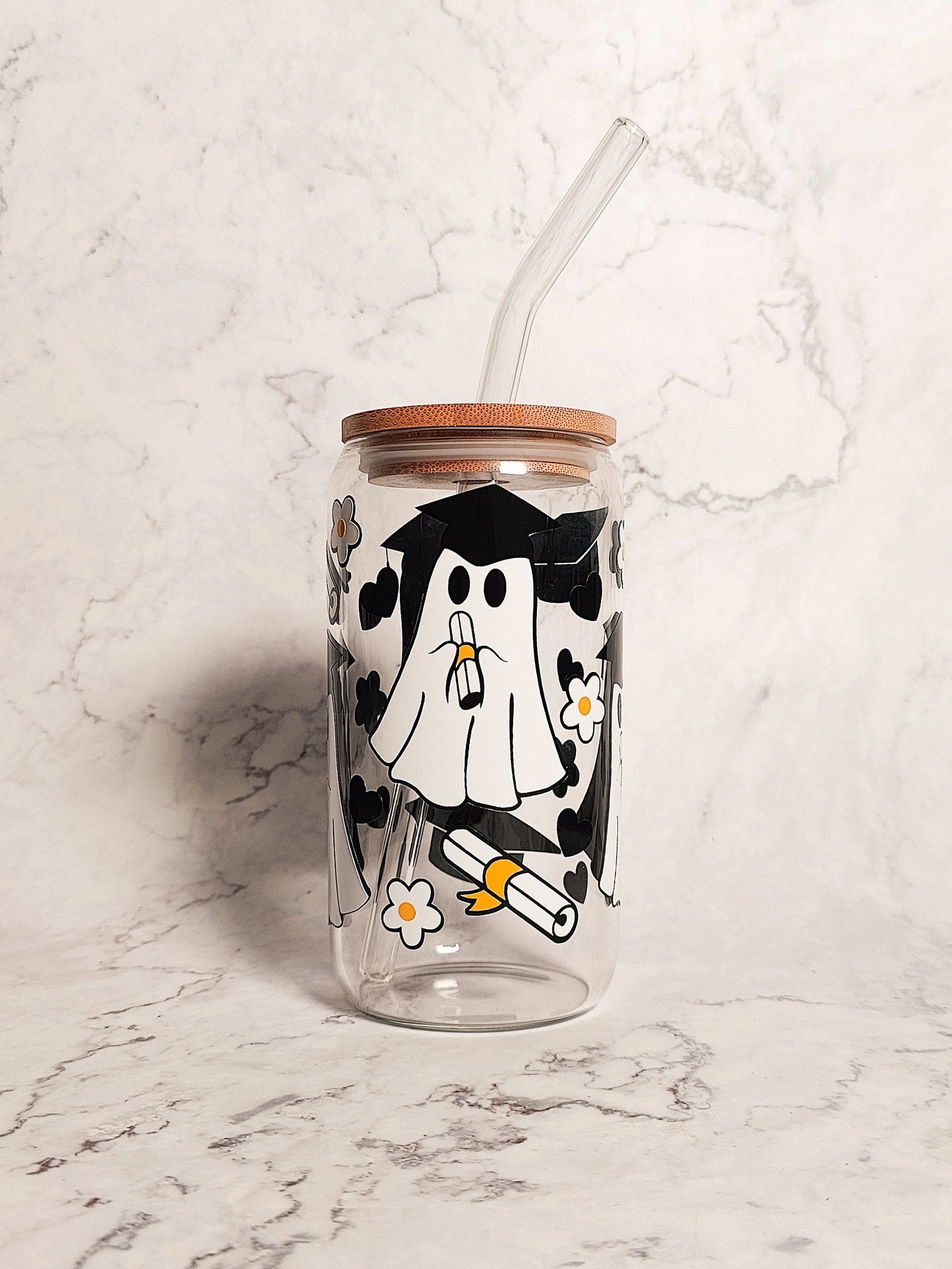 Spooky Ghostie Grad Glass Coffee Cup