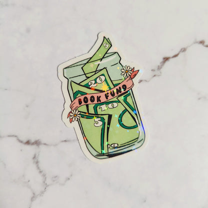 Book Fund Jar Holographic Sticker