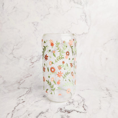 Minimal Spring Floral Glass Cup