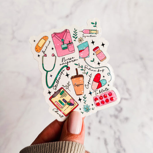 Nurse Doodles Holographic Sticker