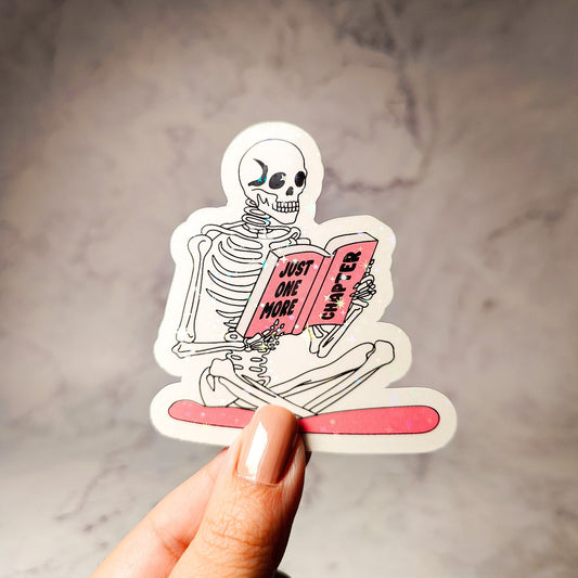 One More Chapter Skeleton Holographic Sticker